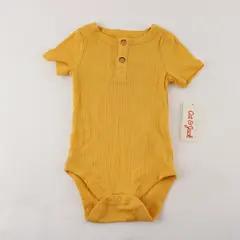 NWT Cat & Jack Mustard Yellow Ribbed Short-Sleeved One-Piece 6M-9M