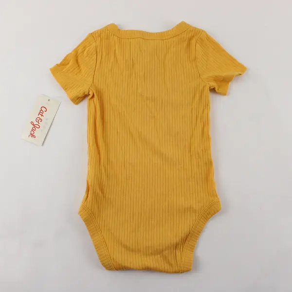 NWT Cat & Jack Mustard Yellow Ribbed Short-Sleeved One-Piece 6M-9M