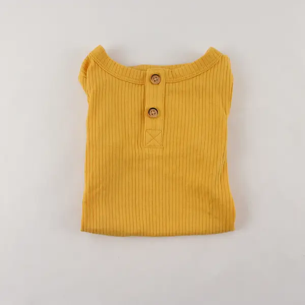 NWT Cat & Jack Mustard Yellow Ribbed Short-Sleeved One-Piece 6M-9M