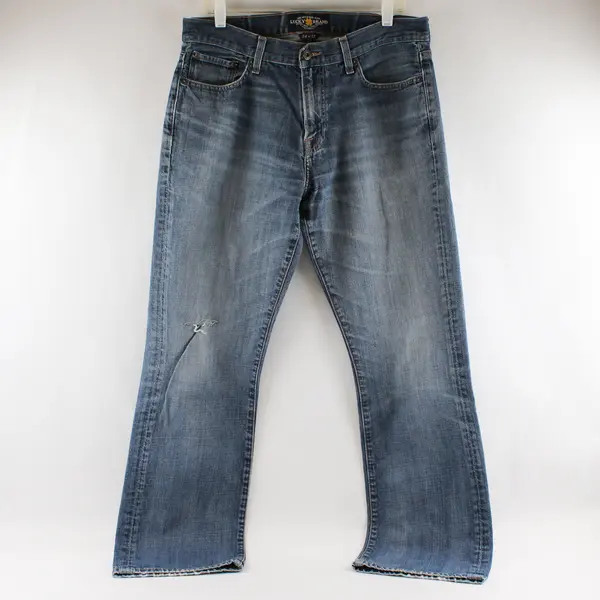 Lucky Brand Jeans Mens 34x32 Medium Wash 221 Original Bootcut Denim Jeans - FLAW