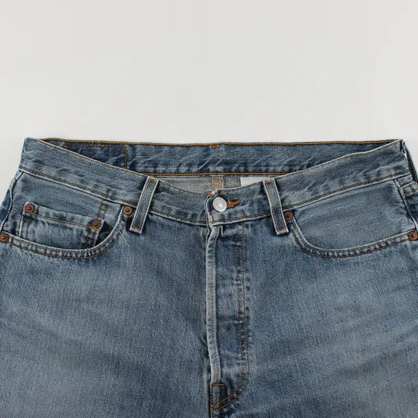 Levi's 501 Shorts Men's 34 Blue Denim Raw Hem Button Fly Medium Wash Cutoff