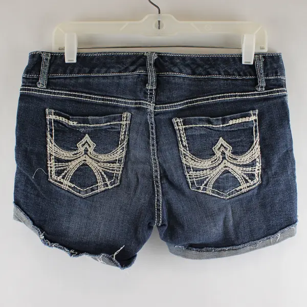 Maurices Women's 9/10 Reg Dark Wash Cuffed Denim Jean Shorts - 3.5" Inseam
