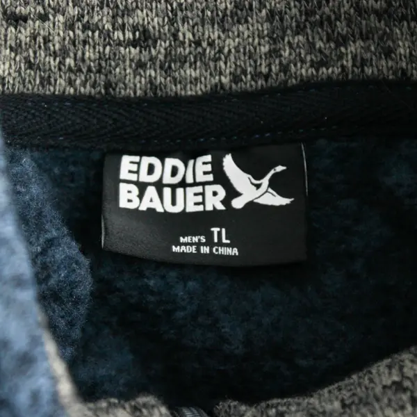 Eddie Bauer Blue Stand Collar 1/4-Zip Jacket Men's TL