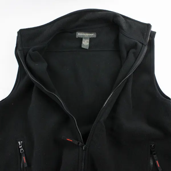 Banana Republic Black Fleece Zip-Up Vest Men's Large