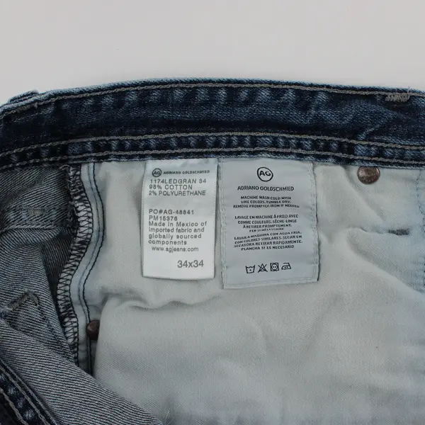 AG Adriano Goldschmied Mens 34x34 Medium Wash The Graduate Straight Denim Jeans