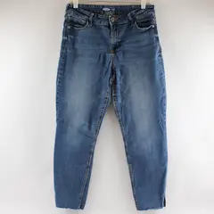 Old Navy Women's 12 Blue Rockstar Super Skinny Ankle Mid Rise Raw Hem Jeans 