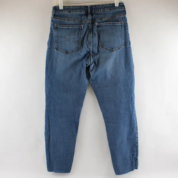 Old Navy Women's 12 Blue Rockstar Super Skinny Ankle Mid Rise Raw Hem Jeans 
