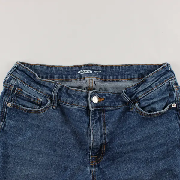 Old Navy Women's 12 Blue Rockstar Super Skinny Ankle Mid Rise Raw Hem Jeans 