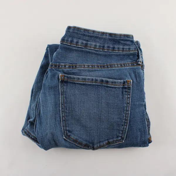 Old Navy Women's 12 Blue Rockstar Super Skinny Ankle Mid Rise Raw Hem Jeans 