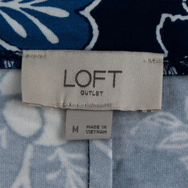 LOFT Blue White Floral Short Sleeve Dress Women's Medium