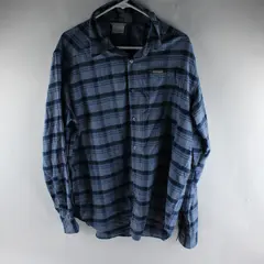 Columbia Blue Plaid Flannel Button-Up Men's Large