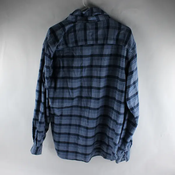 Columbia Blue Plaid Flannel Button-Up Men's Large