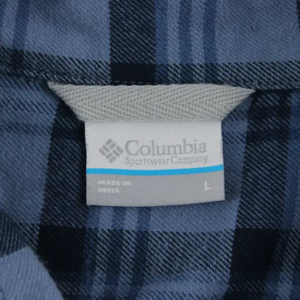 Columbia Blue Plaid Flannel Button-Up Men's Large