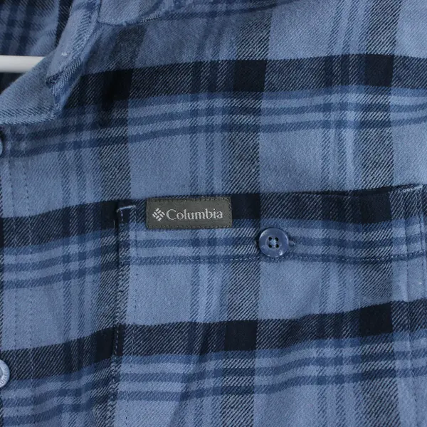 Columbia Blue Plaid Flannel Button-Up Men's Large