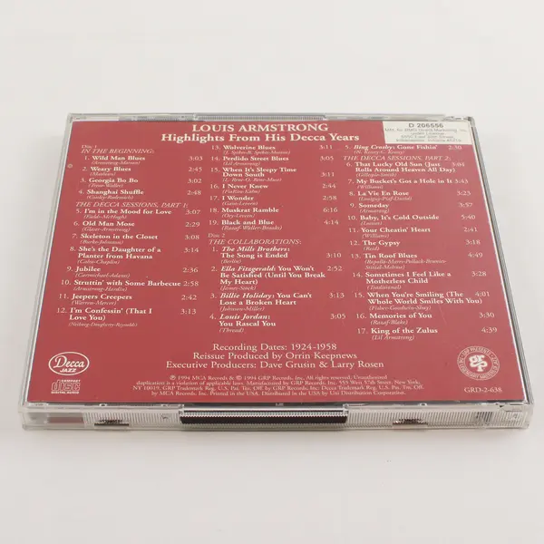 Louis Armstrong Double CD Set Highlights From His Decca Years 1994   # GRD-2-638
