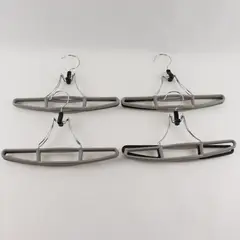 Lot of 4 Vintage Gray Plastic Clamp Clothes Hangers