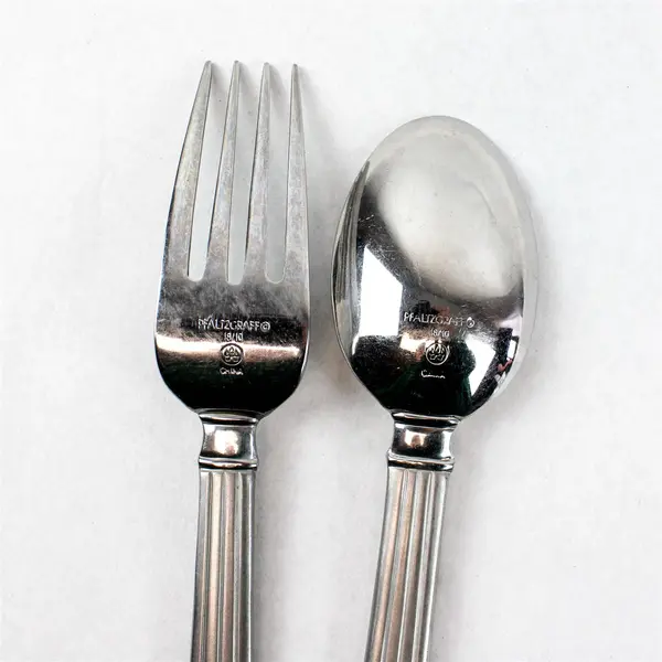 Lot of 2 Pfaltzgraff PFF14 Stainless Steel 8" Dinner Fork & 7.5" Soup Spoon