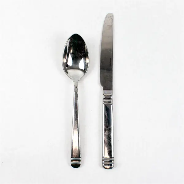 Lot of 2 Retroneu Equation Stainless Steel Oval Soup Spoon 8" and Knife 9.5"