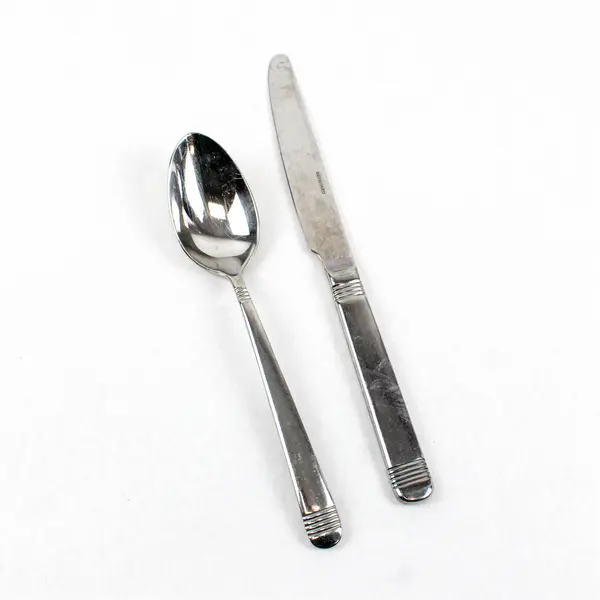 Lot of 2 Retroneu Equation Stainless Steel Oval Soup Spoon 8" and Knife 9.5"
