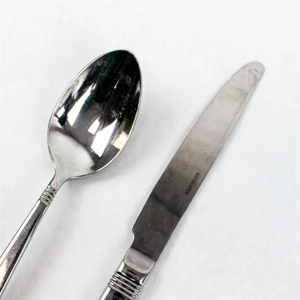 Lot of 2 Retroneu Equation Stainless Steel Oval Soup Spoon 8" and Knife 9.5"