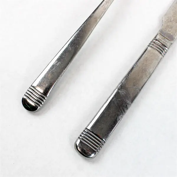 Lot of 2 Retroneu Equation Stainless Steel Oval Soup Spoon 8" and Knife 9.5"