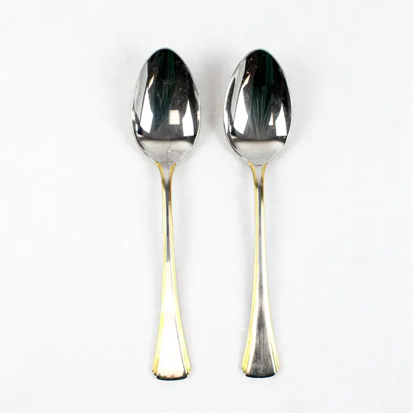 Lot of 2 Reed & Barton Gold Golden Miro Stainless Steel Serving Spoons 8.5"