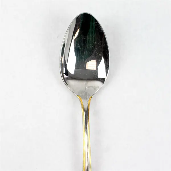 Lot of 2 Reed & Barton Gold Golden Miro Stainless Steel Serving Spoons 8.5"
