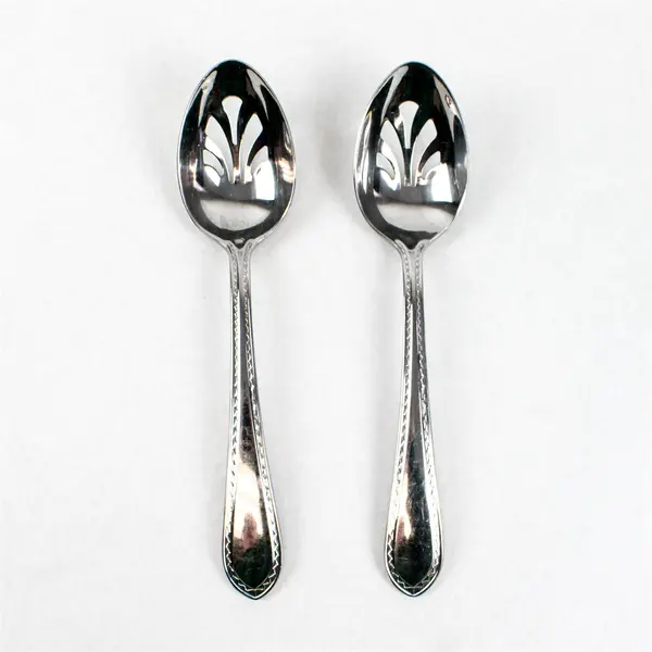 Lot of 2 Reed & Barton Helena Maria 8.5" Stainless Steel Slotted Serving Spoons