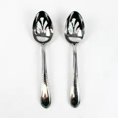 Lot of 2 Reed & Barton Helena Maria 8.5" Stainless Steel Slotted Serving Spoons