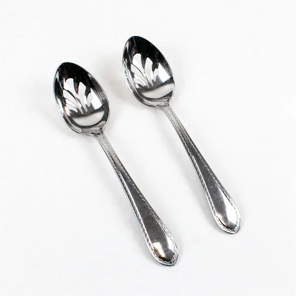 Lot of 2 Reed & Barton Helena Maria 8.5" Stainless Steel Slotted Serving Spoons