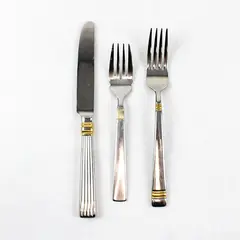 Lot of 3 Reed & Barton Golden Crescendo Stainless Fork, Salad Fork and Knife