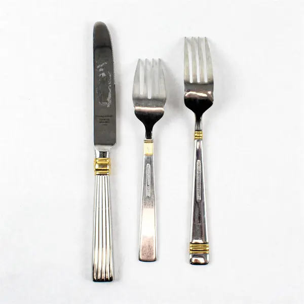 Lot of 3 Reed & Barton Golden Crescendo Stainless Fork, Salad Fork and Knife