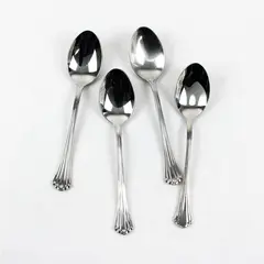 Lot of 4 Reed & Barton Esteril Stainless Steel Oval Soup Spoons 7-1/8"