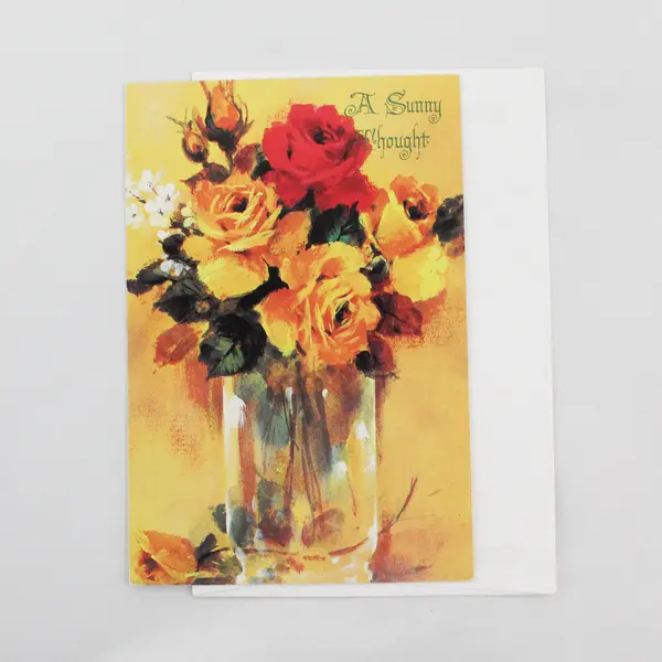 Vintage Fantusy Floral Design Get Well Card UNUSED