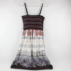 Magic Multicolor Boho Sleeveless Smocked Knee-Length Dress Women's Large 
