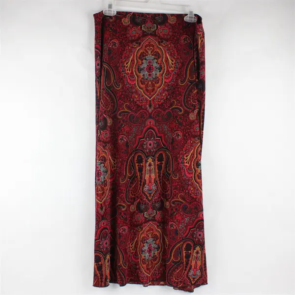 Vintage Susan Lawrence Red Paisley Boho Maxi Skirt Women's Large