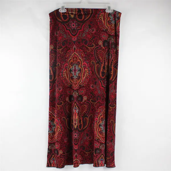 Vintage Susan Lawrence Red Paisley Boho Maxi Skirt Women's Large