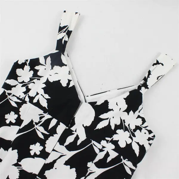 American Living Black & White Floral Empire Waist Knee-Length Dress Women's 4