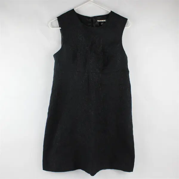 Mac & Jac Shimmery Black Empire Waist Sleeveless Shift Dress Women's Size 8