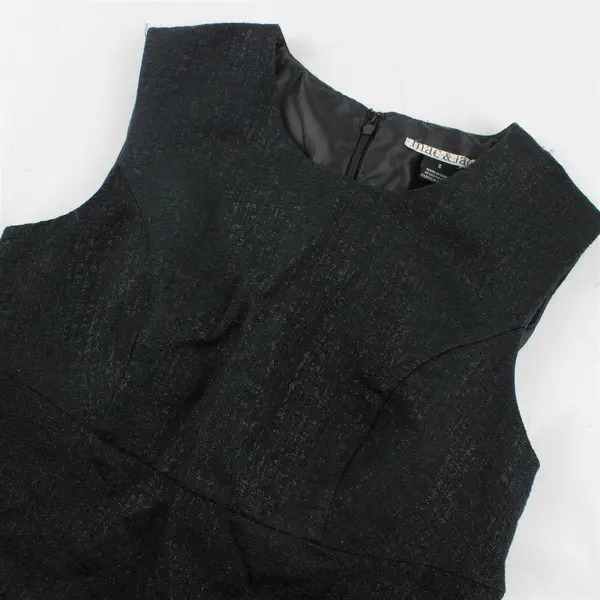Mac & Jac Shimmery Black Empire Waist Sleeveless Shift Dress Women's Size 8