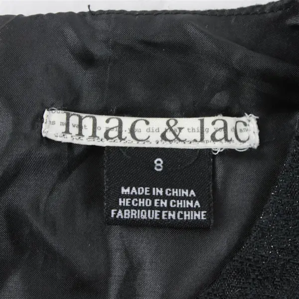 Mac & Jac Shimmery Black Empire Waist Sleeveless Shift Dress Women's Size 8