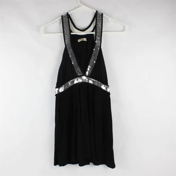 Forever 21 Black Sleeveless Top Silver Sequin Top Women's Small