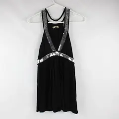 Forever 21 Black Sleeveless Top Silver Sequin Top Women's Small