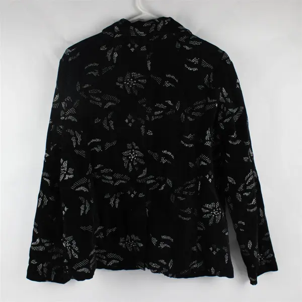 Chico's Silver Embroidered Black Velvet Blazer Women's Size 2