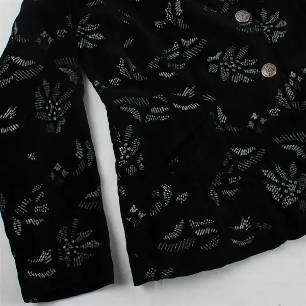 Chico's Silver Embroidered Black Velvet Blazer Women's Size 2