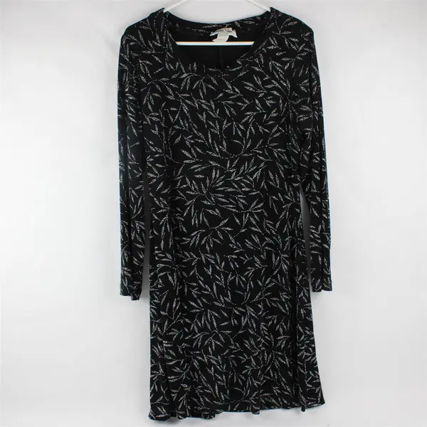 Vintage Ronni Nicole by Ouida Black Leaf Knee-Length Dress Sz 10