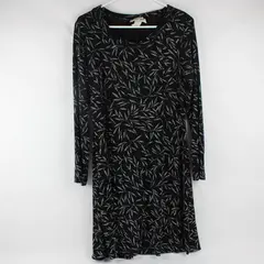 Vintage Ronni Nicole by Ouida Black Leaf Knee-Length Dress Sz 10