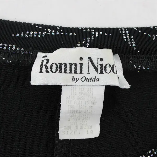 Vintage Ronni Nicole by Ouida Black Leaf Knee-Length Dress Sz 10