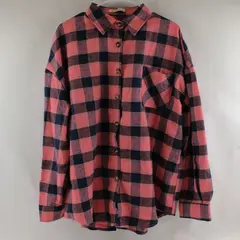 NWT Fantaslook Pink and Blue Check Button-Up Flannel Women's XL