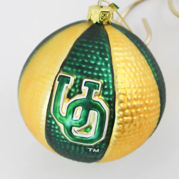 University of Oregon Mercury Glass Ornament With Brass Ornament Stand